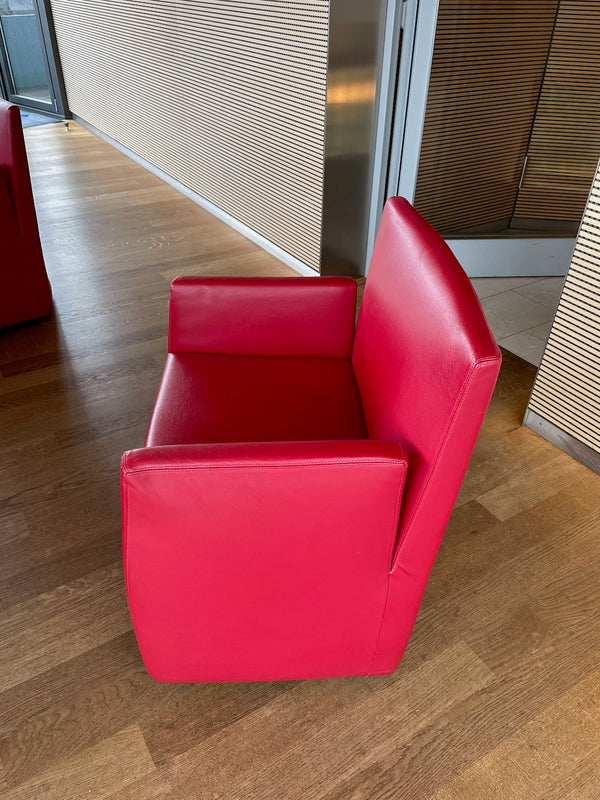 Baleri Italia Caprichair Fauteuil designer en cuir rouge
