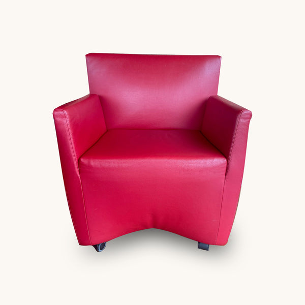 Baleri Italia Caprichair Fauteuil designer en cuir rouge