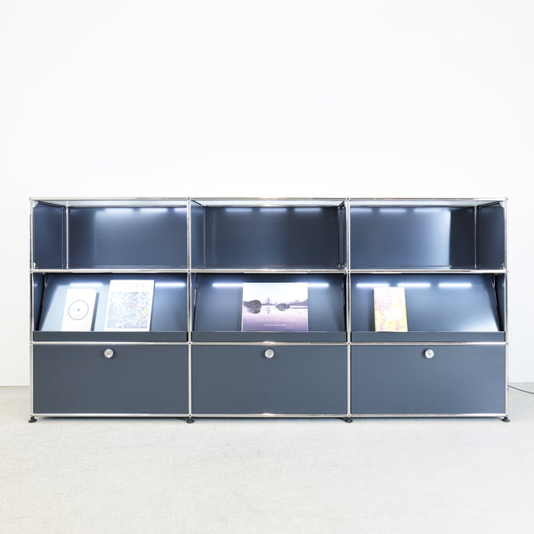 USM Haller E Highboard Anthrazitgrau 3x3 mit Bücherstütze