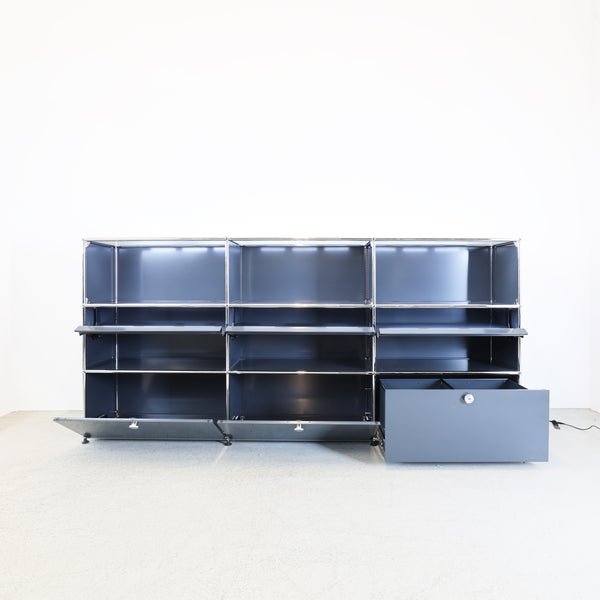 USM Haller E Highboard Anthrazitgrau 3x3 mit Bücherstütze