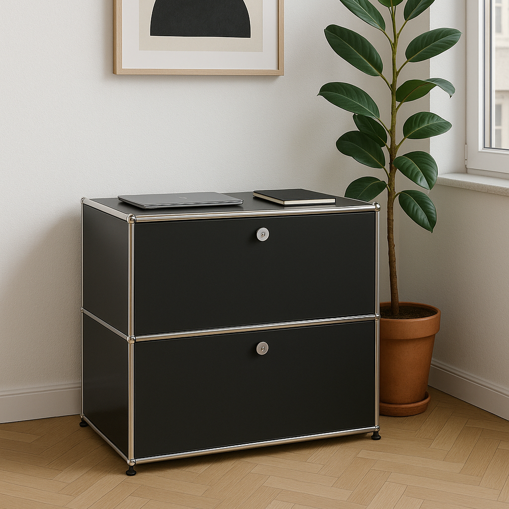 USM Haller Regal Schwarz 1x2