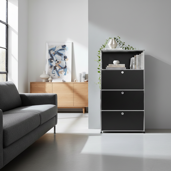 USM Haller Regal 1x4 mit 1 Ausziehtüre