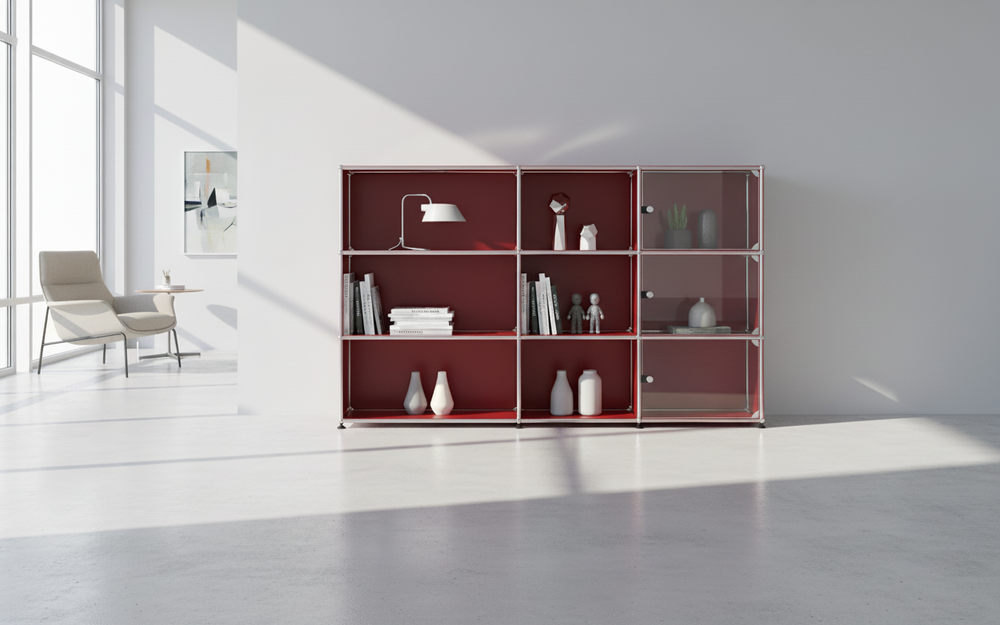 USM Highboard mit Vitrine #3674