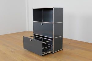 USM Haller Regal #1173 1x3 mit Ausziehtüre und Klapptüre