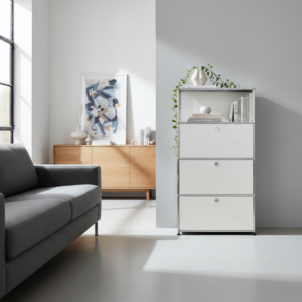 USM Haller Regal 1x4 mit 1 Ausziehtüre